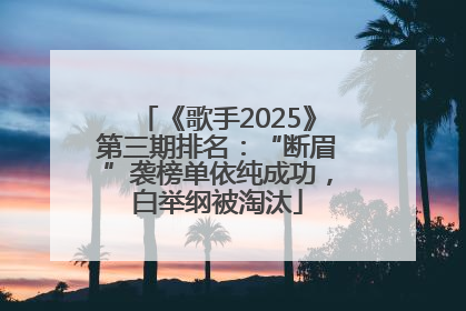 《歌手2025》第三期排名：“断眉”袭榜单依纯成功，白举纲被淘汰