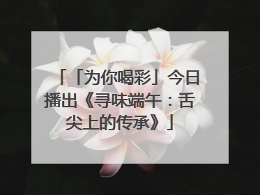 「为你喝彩」今日播出《寻味端午：舌尖上的传承》