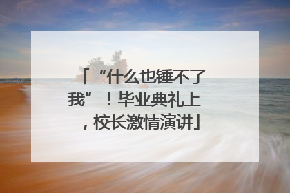 “什么也锤不了我”！毕业典礼上，校长激情演讲