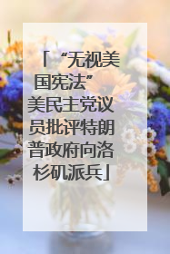 “无视美国宪法” 美民主党议员批评特朗普政府向洛杉矶派兵