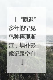 “隐退”多年的罕见鸟种再现浙江，填补影像记录空白