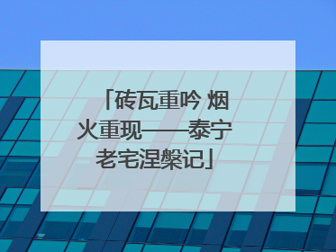 砖瓦重吟 烟火重现——泰宁老宅涅槃记