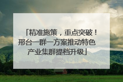 精准施策，重点突破！邢台一群一方案推动特色产业集群提档升级