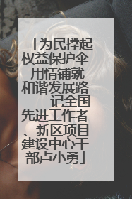 为民撑起权益保护伞 用情铺就和谐发展路——记全国先进工作者、新区项目建设中心干部卢小勇