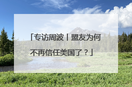 专访周波丨盟友为何不再信任美国了？