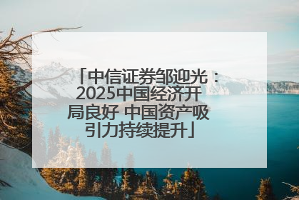 中信证券邹迎光：2025中国经济开局良好 中国资产吸引力持续提升