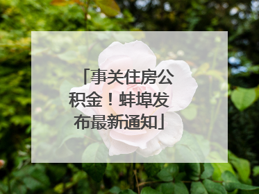 事关住房公积金！蚌埠发布最新通知