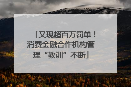 又现超百万罚单！消费金融合作机构管理“教训”不断