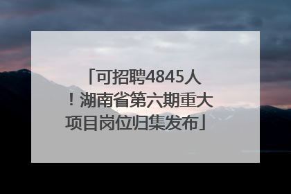 可招聘4845人！湖南省第六期重大项目岗位归集发布