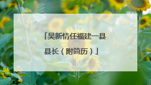 吴新情任福建一县县长（附简历）