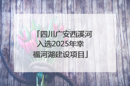 四川广安西溪河入选2025年幸福河湖建设项目