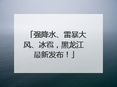 强降水、雷暴大风、冰雹，黑龙江最新发布！