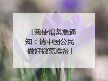 我使馆紧急通知：请中国公民做好撤离准备
