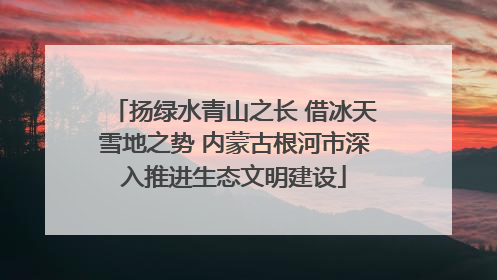 扬绿水青山之长 借冰天雪地之势 内蒙古根河市深入推进生态文明建设