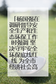 杨国强在调研督导安全生产和生态环保工作时强调 坚决守牢安全环保底线红线 为全市经济社会高质量发展提供坚强保障