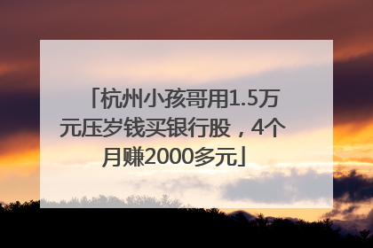 杭州小孩哥用1.5万元压岁钱买银行股，4个月赚2000多元