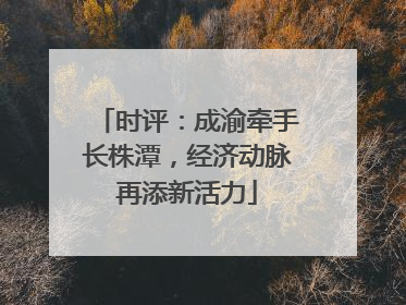 时评：成渝牵手长株潭，经济动脉再添新活力