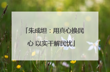 朱成坦：用真心换民心 以实干解民忧
