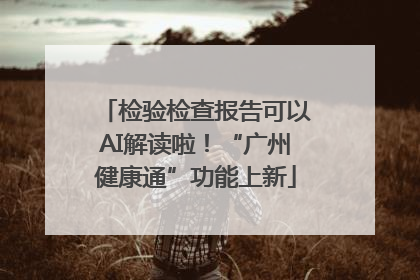 检验检查报告可以AI解读啦！“广州健康通”功能上新