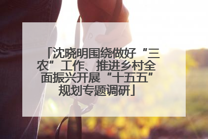 沈晓明围绕做好“三农”工作、推进乡村全面振兴开展“十五五”规划专题调研
