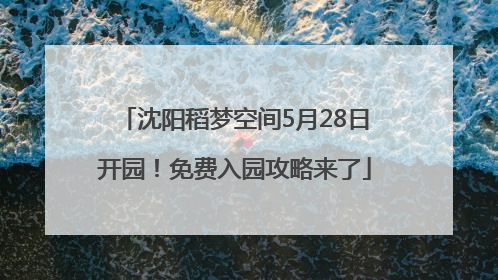 沈阳稻梦空间5月28日开园！免费入园攻略来了