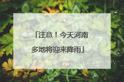 注意！今天河南多地将迎来降雨