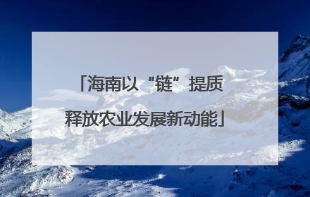海南以“链”提质 释放农业发展新动能