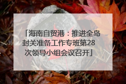 海南自贸港：推进全岛封关准备工作专班第28次领导小组会议召开