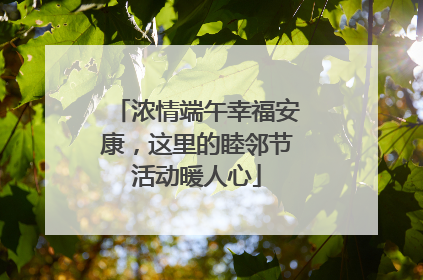 浓情端午幸福安康，这里的睦邻节活动暖人心