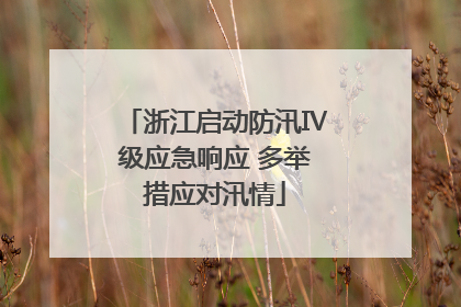 浙江启动防汛Ⅳ级应急响应 多举措应对汛情