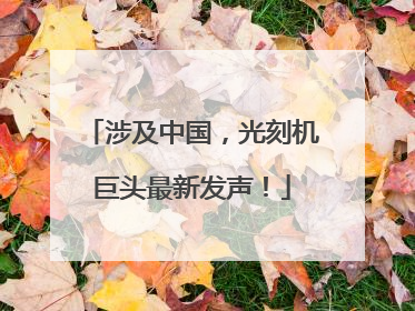 涉及中国，光刻机巨头最新发声！