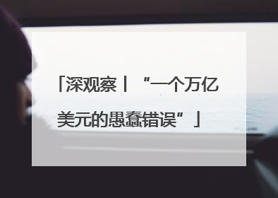 深观察丨“一个万亿美元的愚蠢错误”