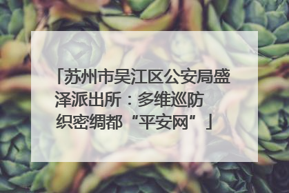 苏州市吴江区公安局盛泽派出所：多维巡防  织密绸都“平安网”