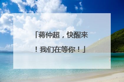 蒋仲超，快醒来！我们在等你！