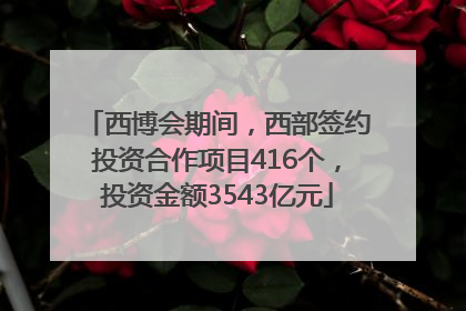 西博会期间，西部签约投资合作项目416个，投资金额3543亿元