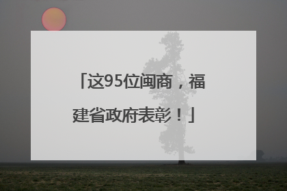 这95位闽商，福建省政府表彰！