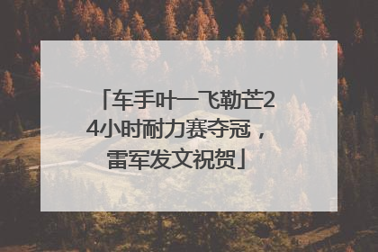 车手叶一飞勒芒24小时耐力赛夺冠，雷军发文祝贺