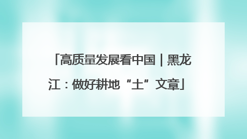 高质量发展看中国｜黑龙江：做好耕地“土”文章