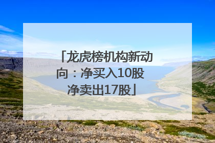 龙虎榜机构新动向：净买入10股 净卖出17股