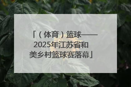 （体育）篮球——2025年江苏省和美乡村篮球赛落幕
