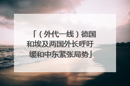 （外代一线）德国和埃及两国外长呼吁缓和中东紧张局势