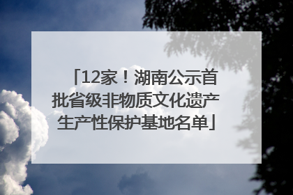 12家！湖南公示首批省级非物质文化遗产生产性保护基地名单